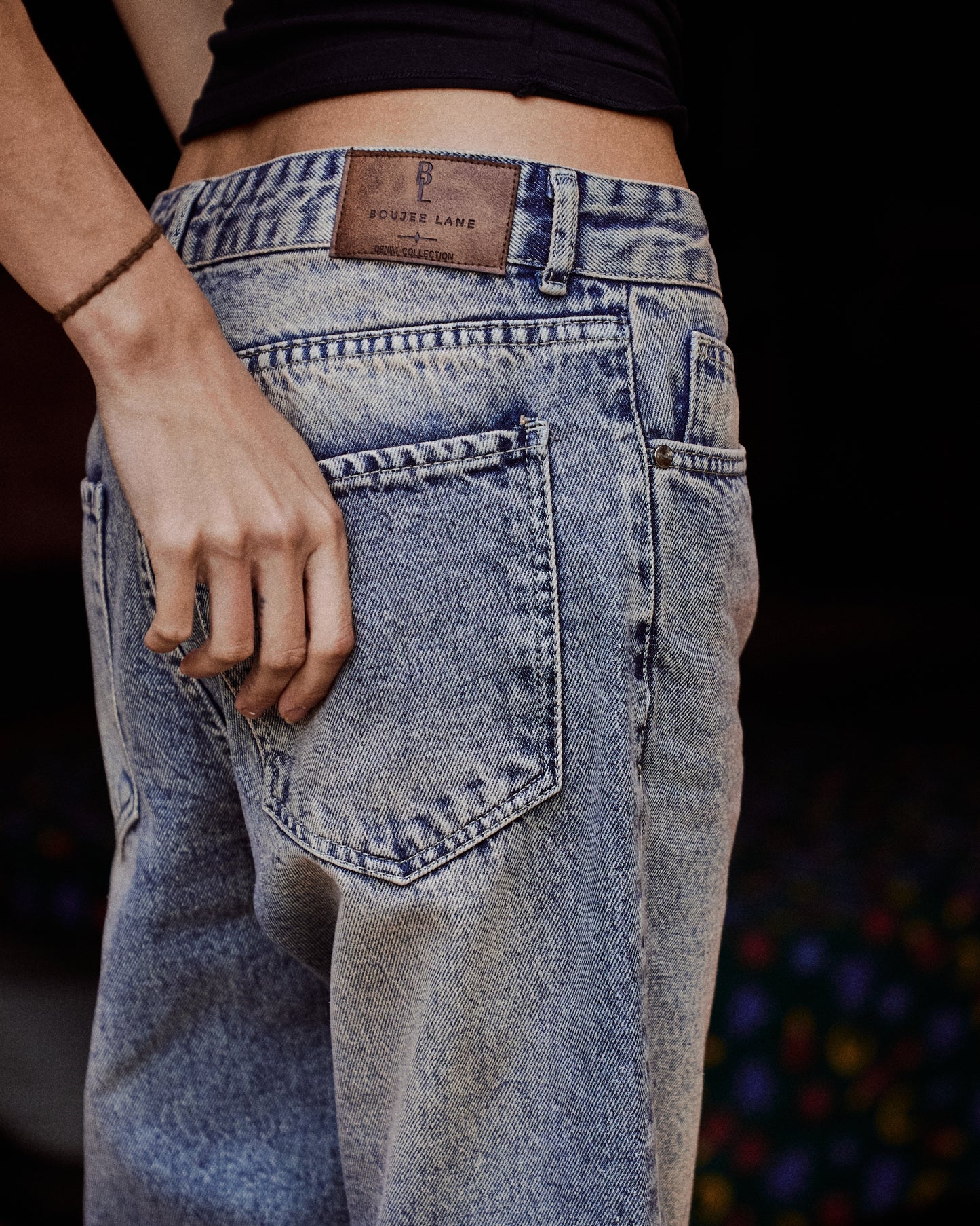 Dirty Grey-Green "GG" Washed Wide Leg Jeans