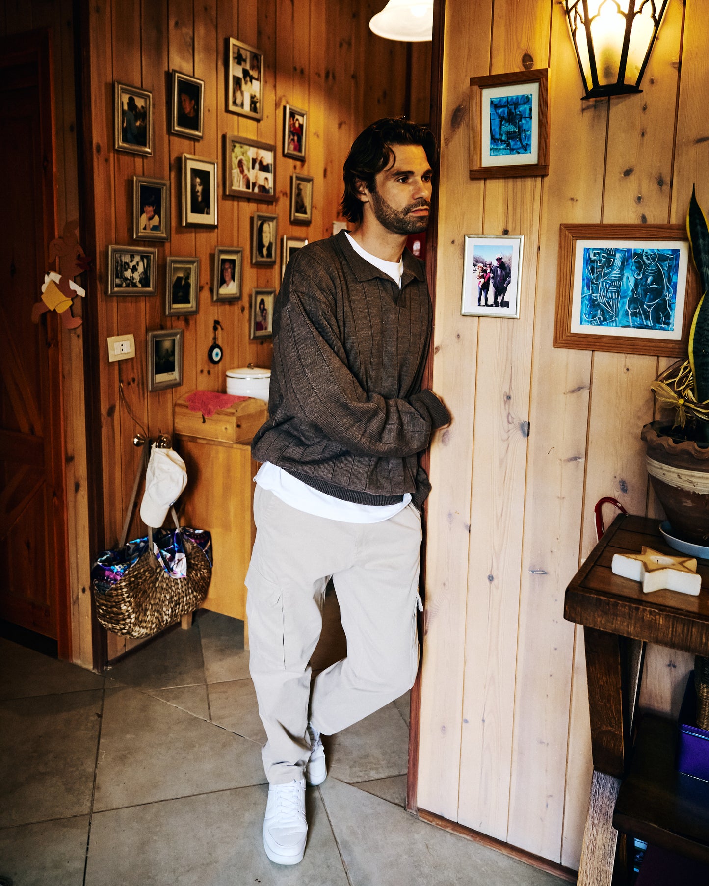 brown Knitted Collar Sweatshirt