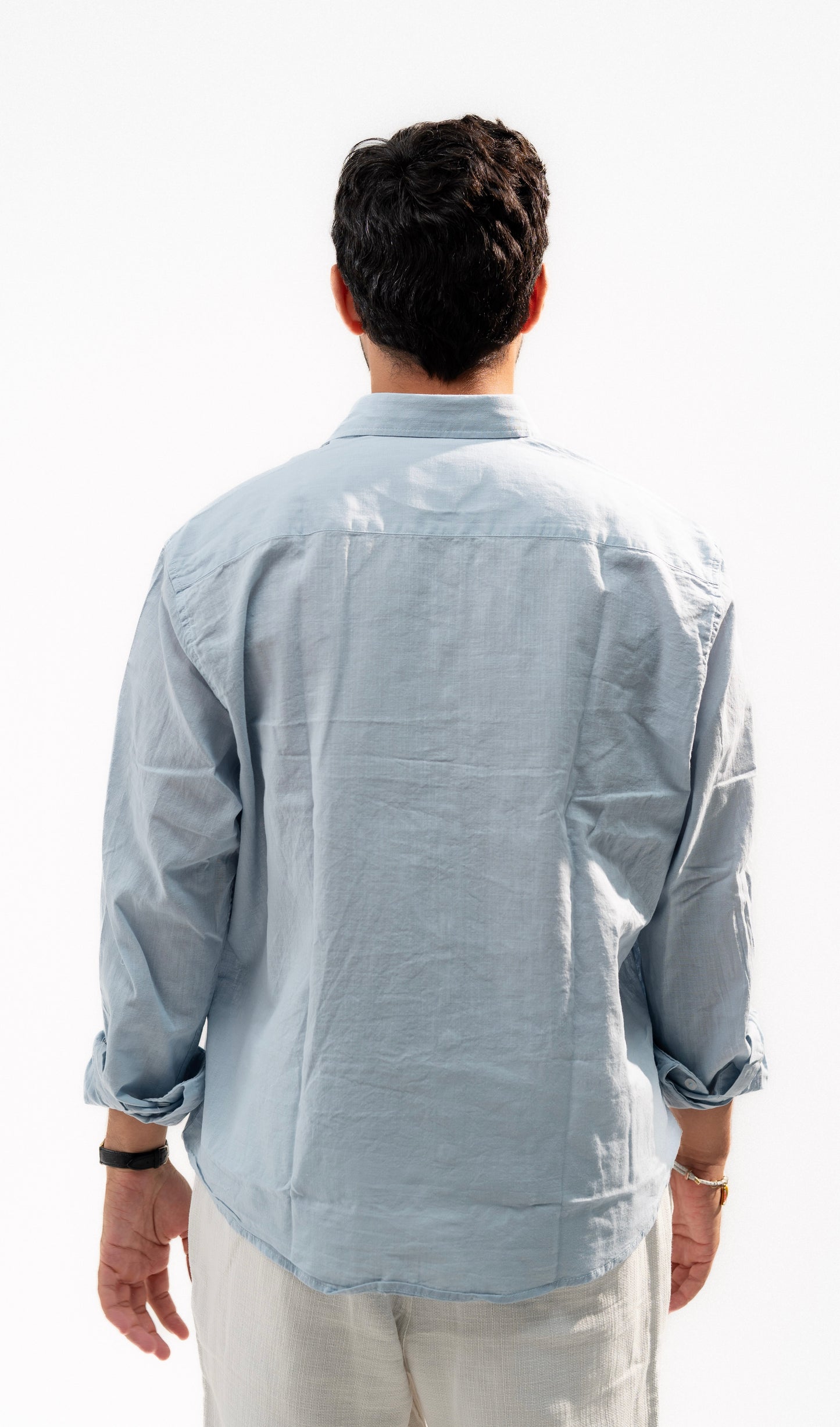 Baby Blue Long Sleeve Linen Shirt