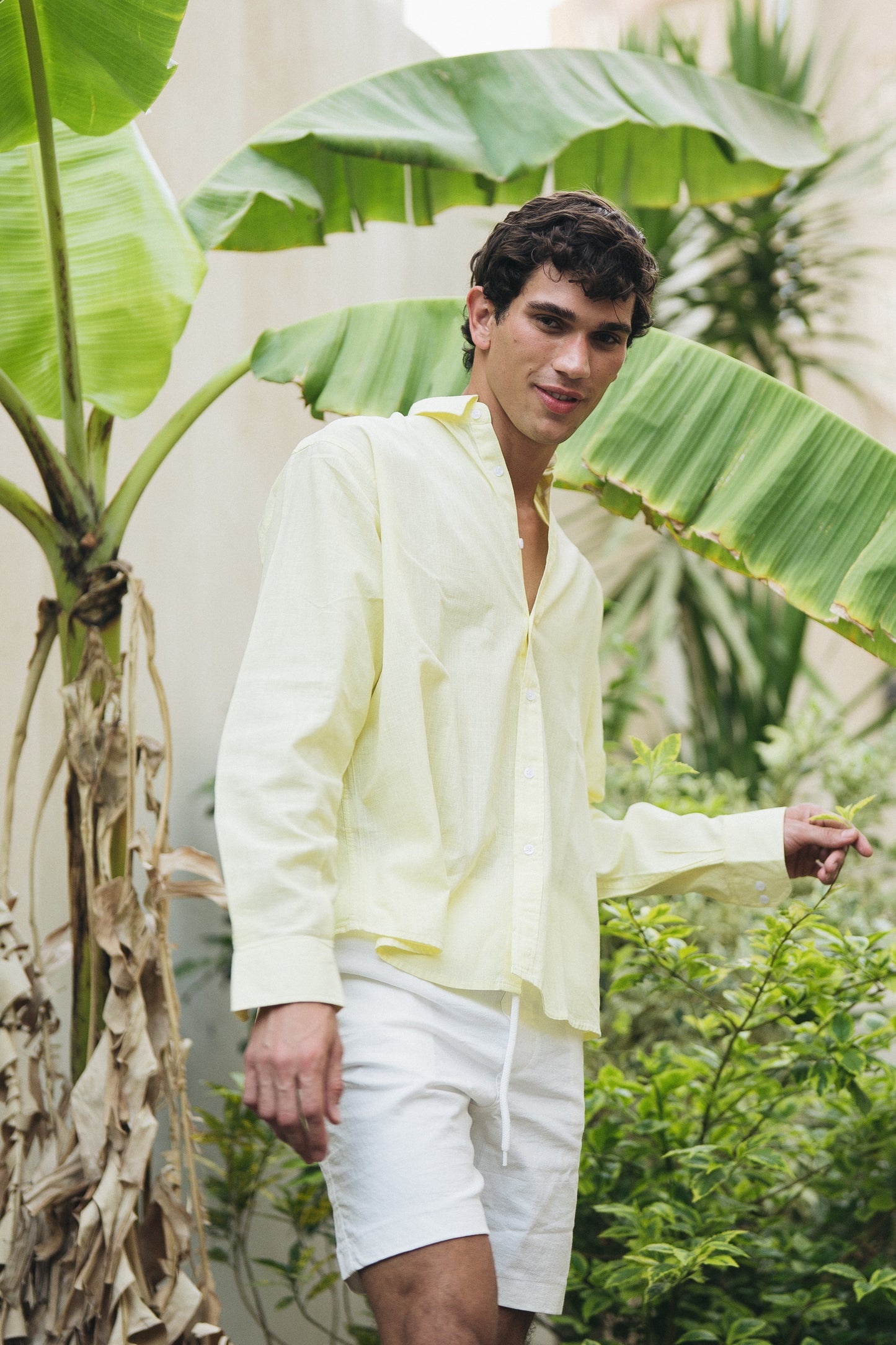 Yellow Long Sleeve Linen Shirt