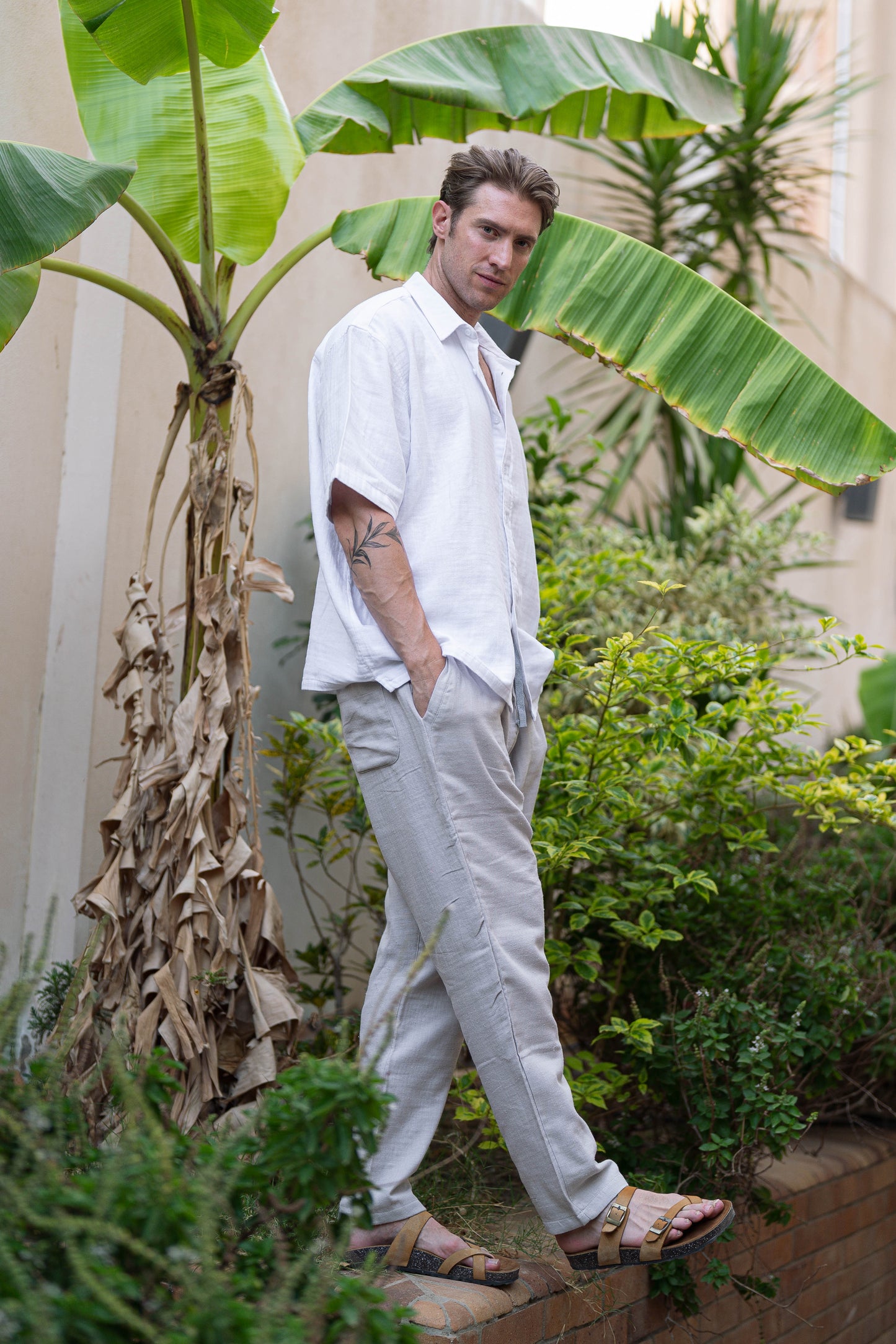 Grey Loose Fit Linen Pants