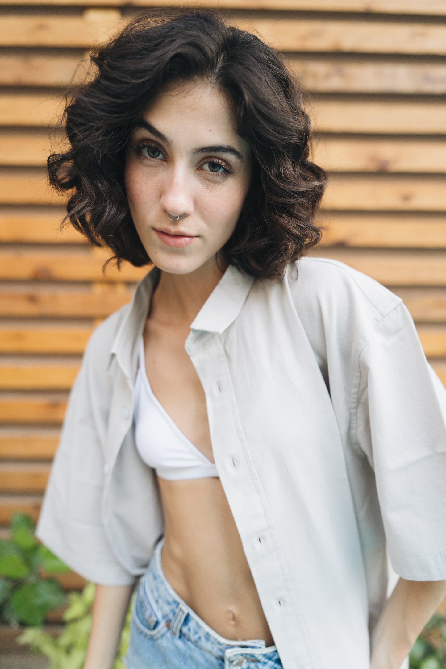 Grey Short Sleeve Linen Shirt