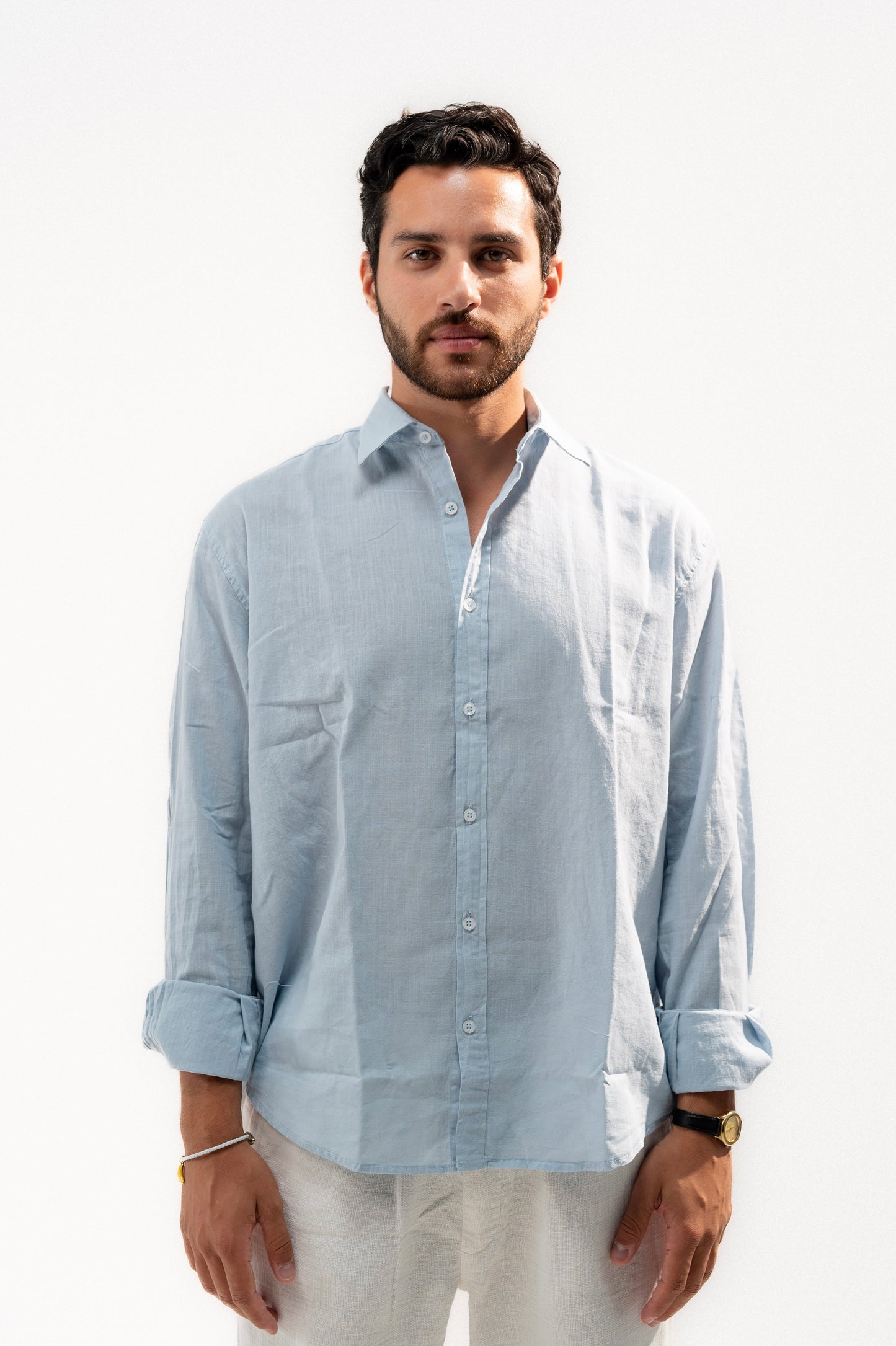 Baby Blue Long Sleeve Linen Shirt