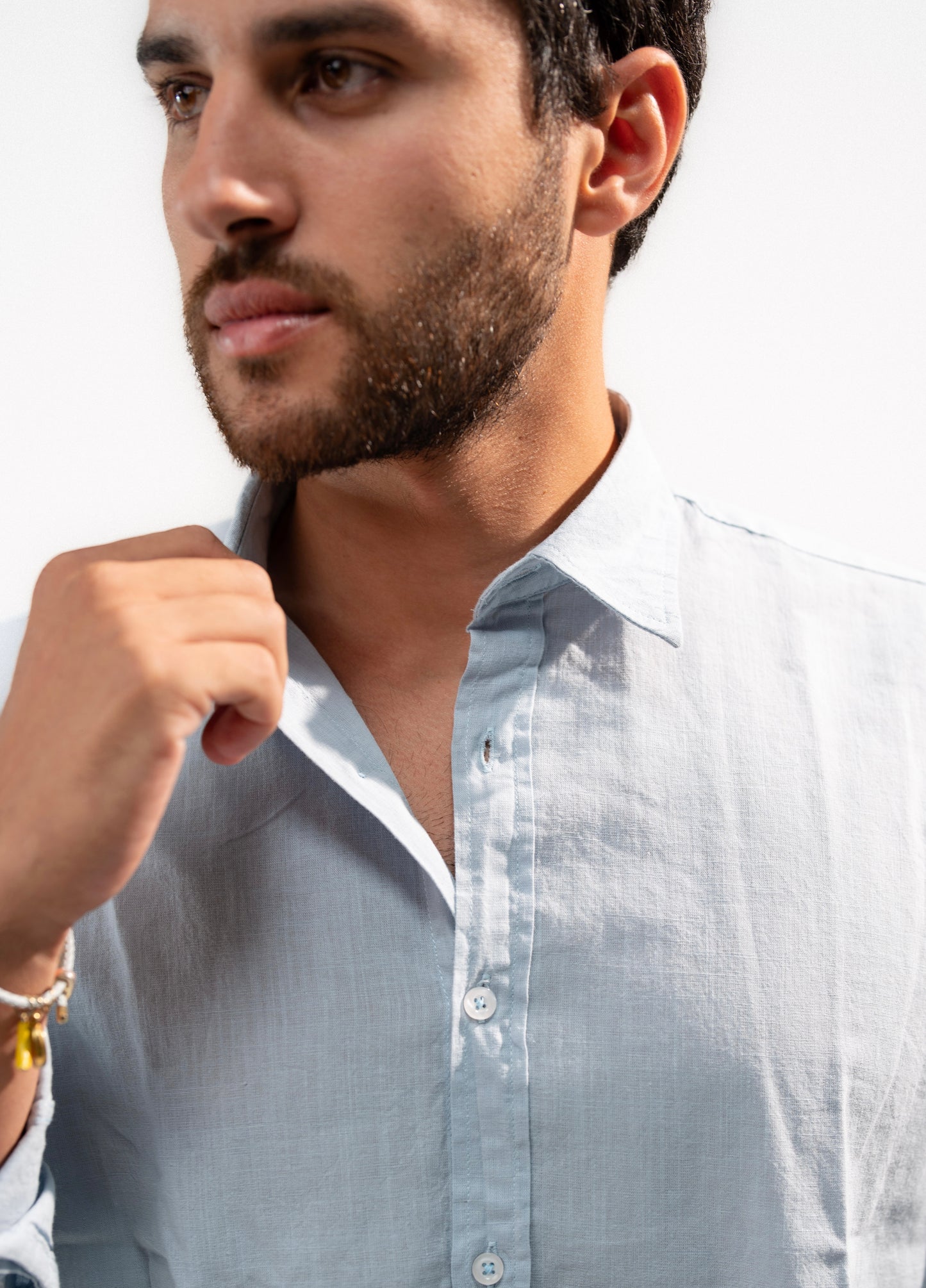 Baby Blue Long Sleeve Linen Shirt