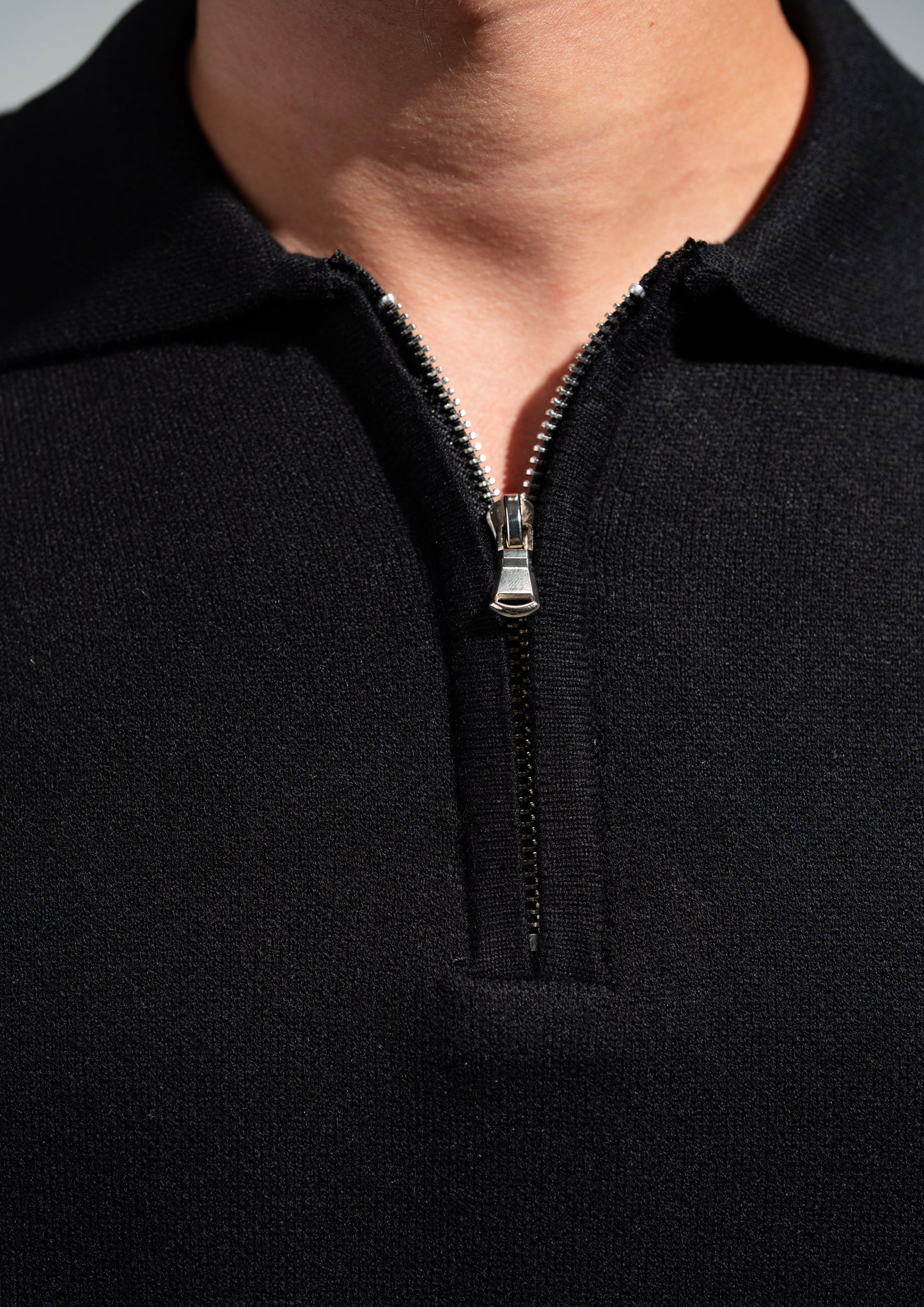 Black Knitted Seamless Polo