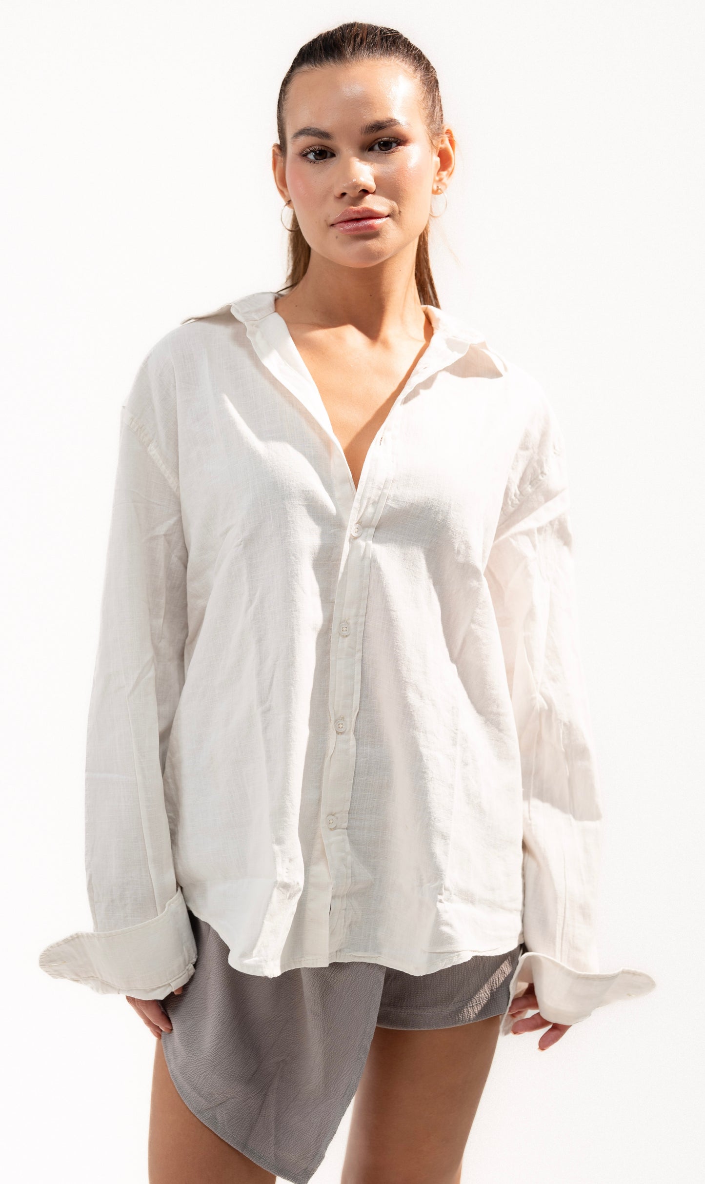 White Long Sleeve Linen Shirt