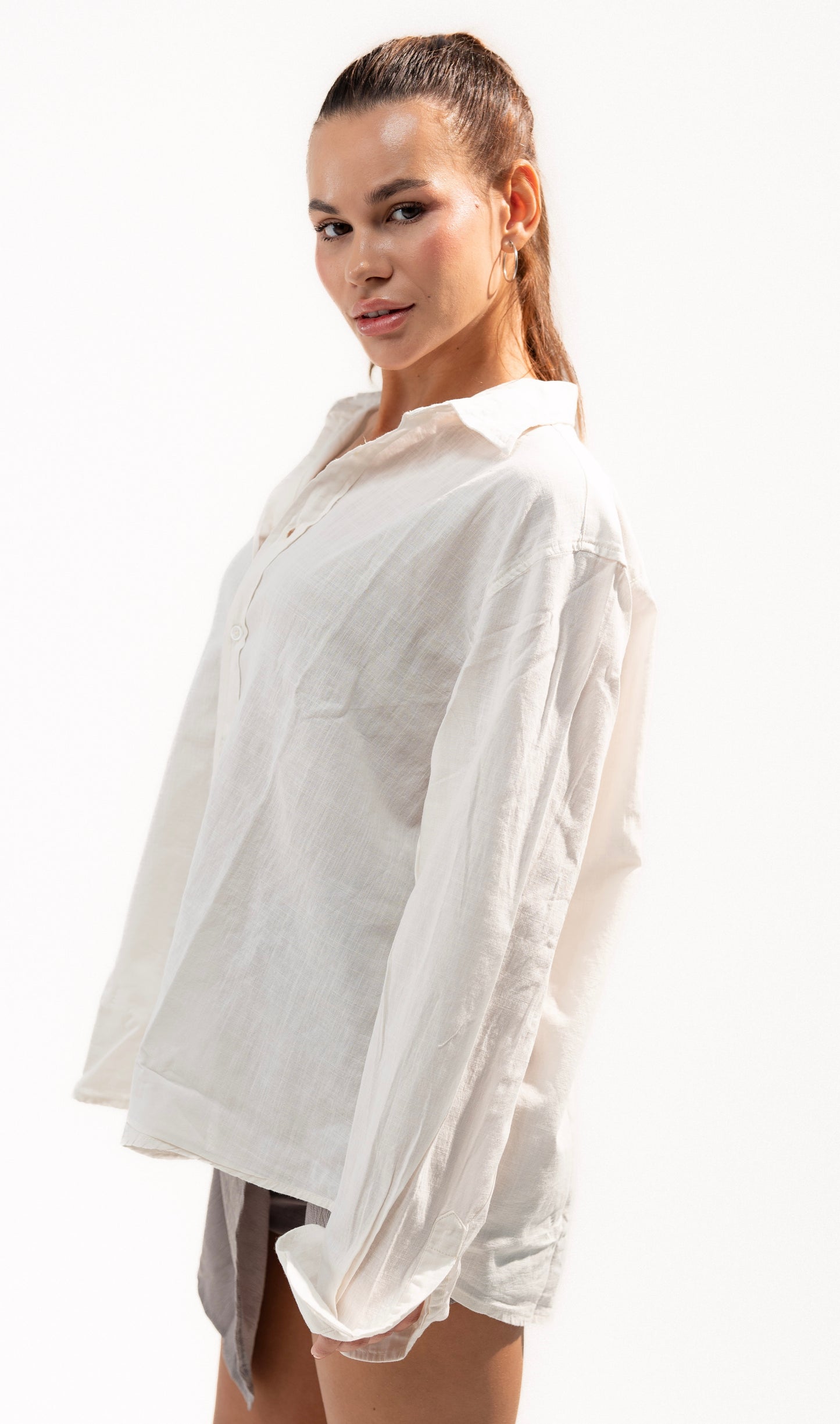 White Long Sleeve Linen Shirt