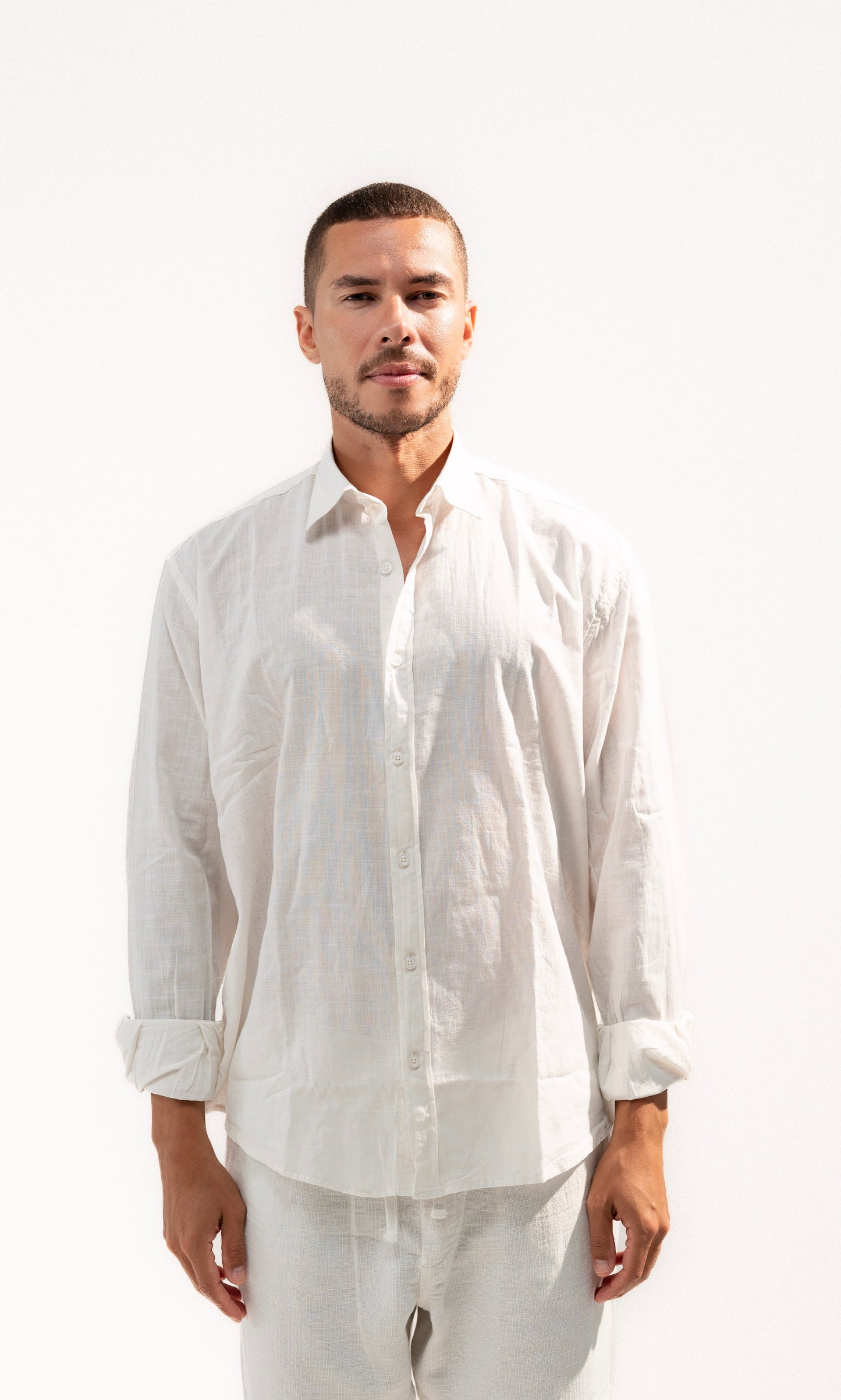 White Long Sleeve Linen Shirt