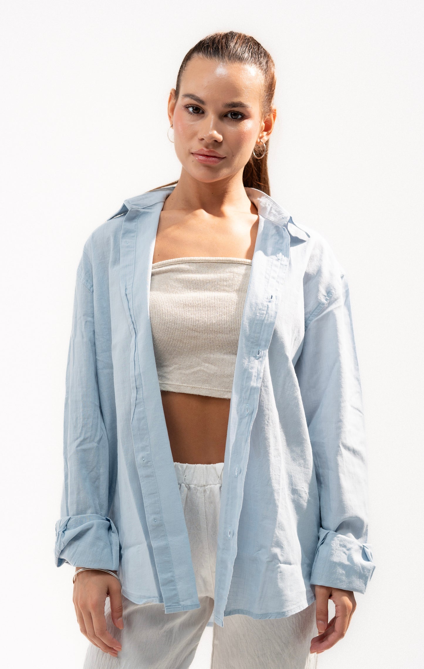 Baby Blue Long Sleeve Linen Shirt
