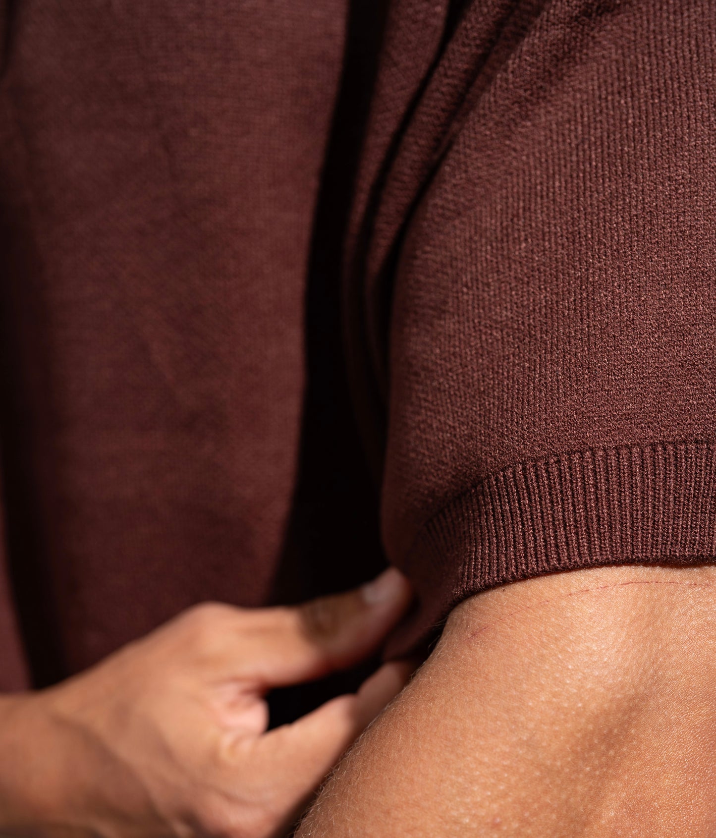 Brown Knitted Seamless Polo
