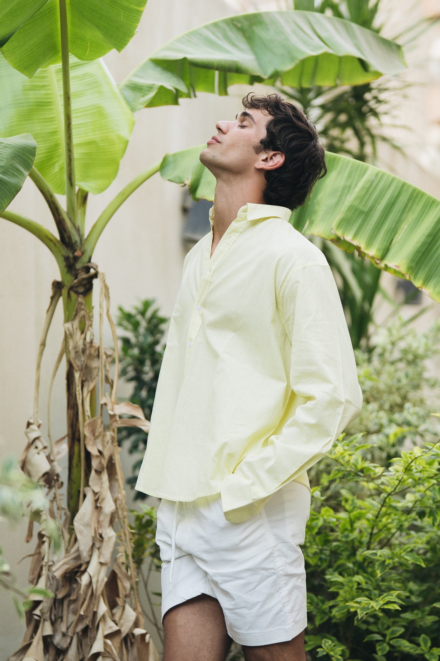 Yellow Long Sleeve Linen Shirt