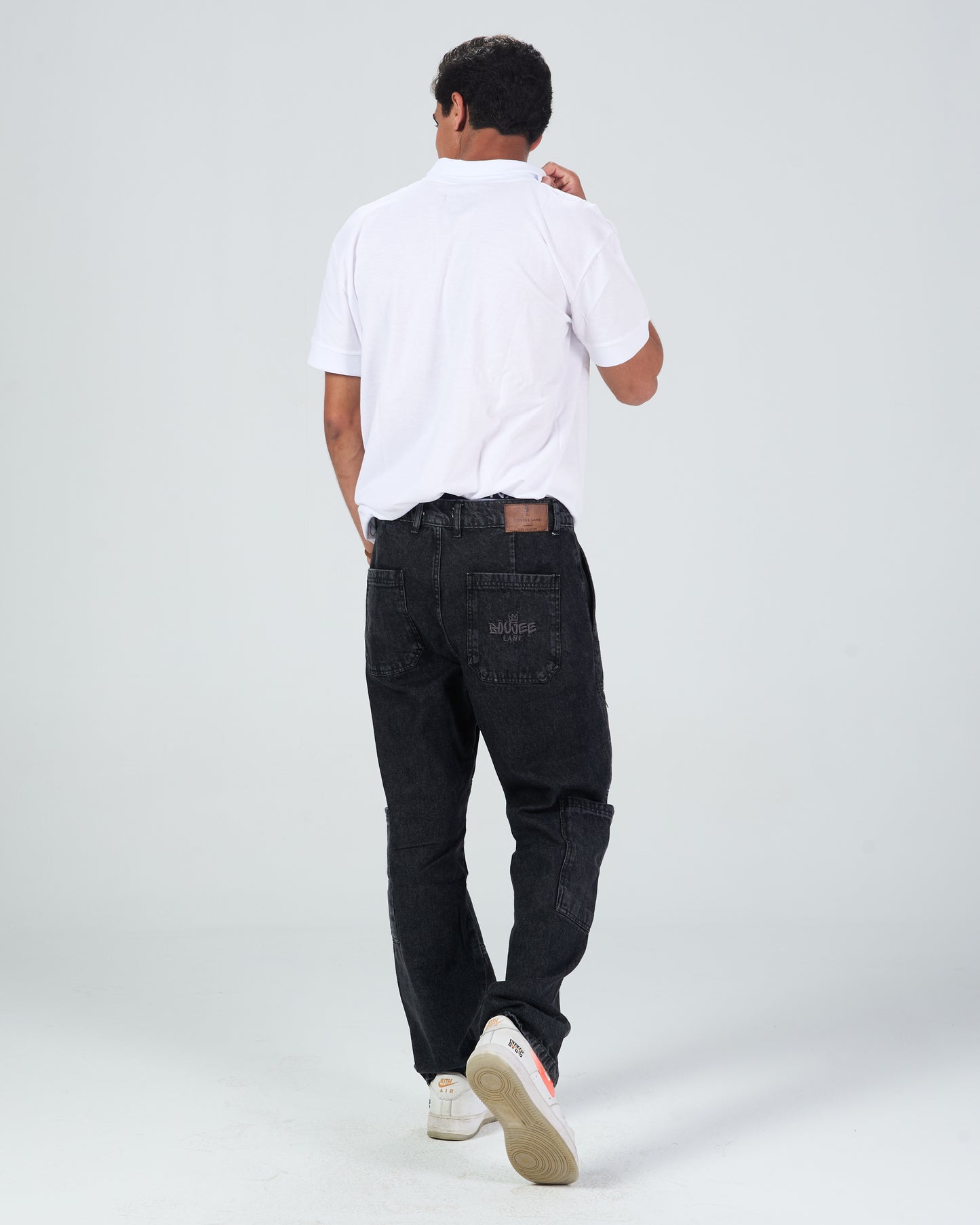 White Buttonless Jacquard polo shirt