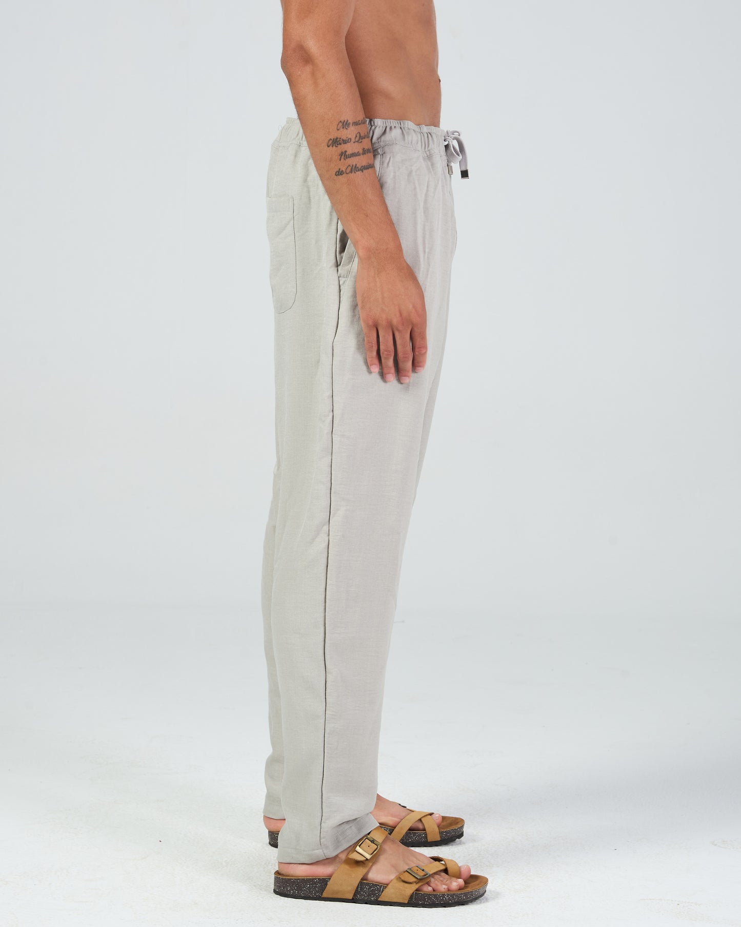 Grey Linen Regular Fit Pants