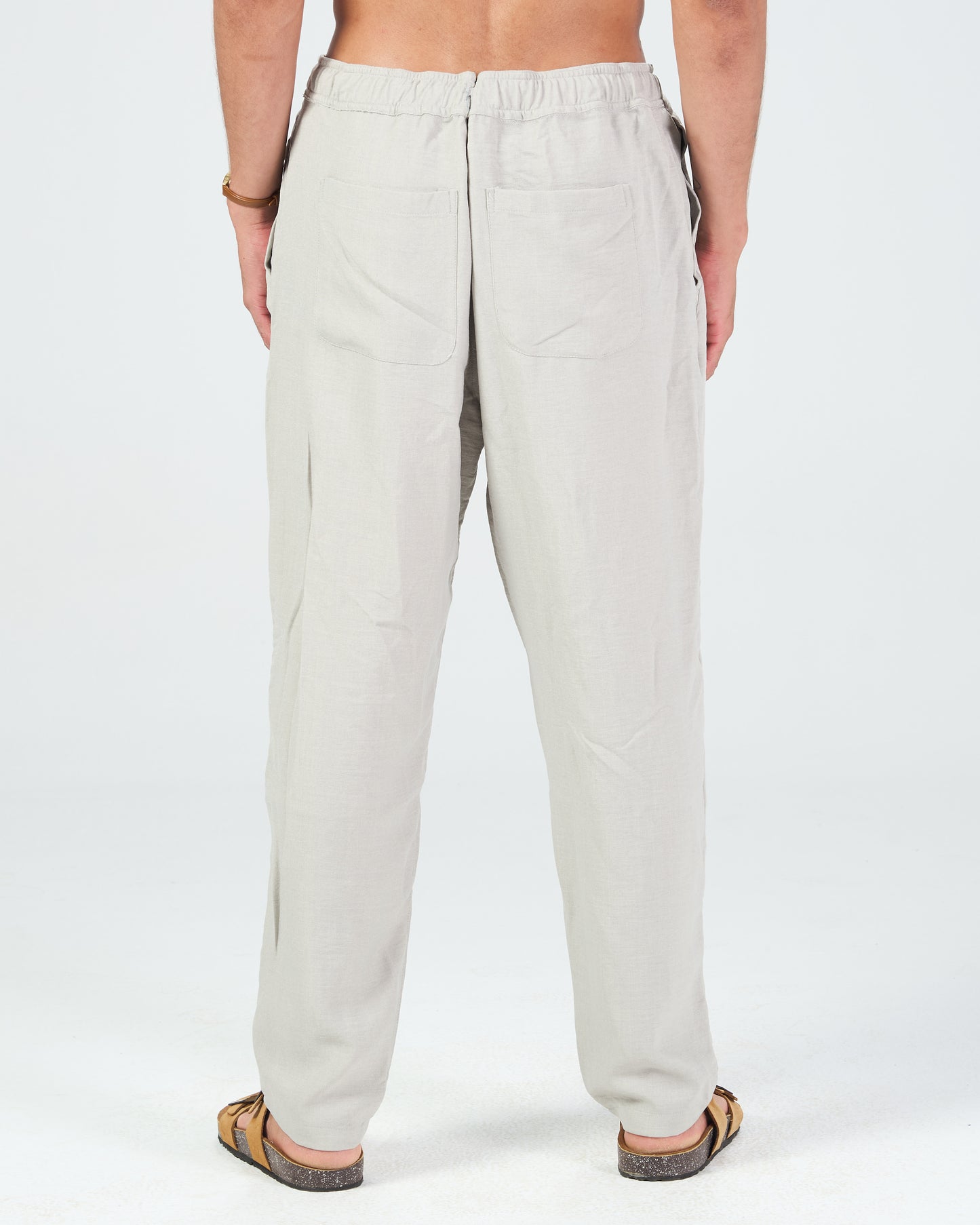 Grey Linen Regular Fit Pants