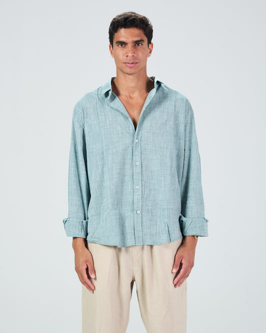 Turquoise Linen Shirt