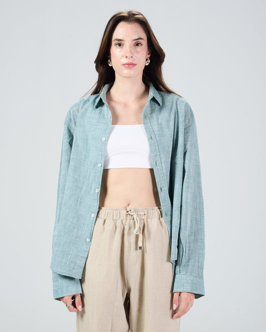 Turquoise Linen Shirt