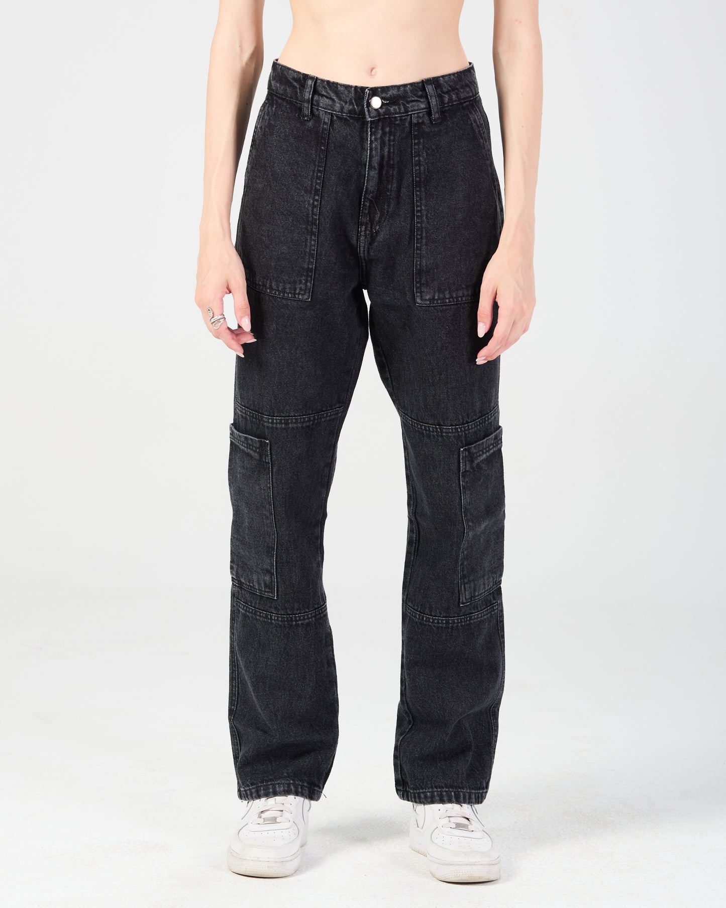 Black Cargo Denim Jeans