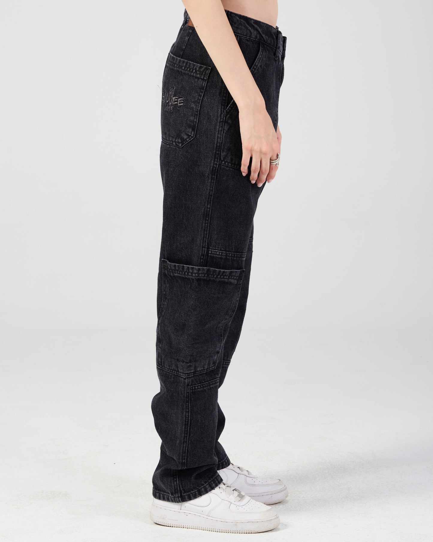 Black Cargo Denim Jeans