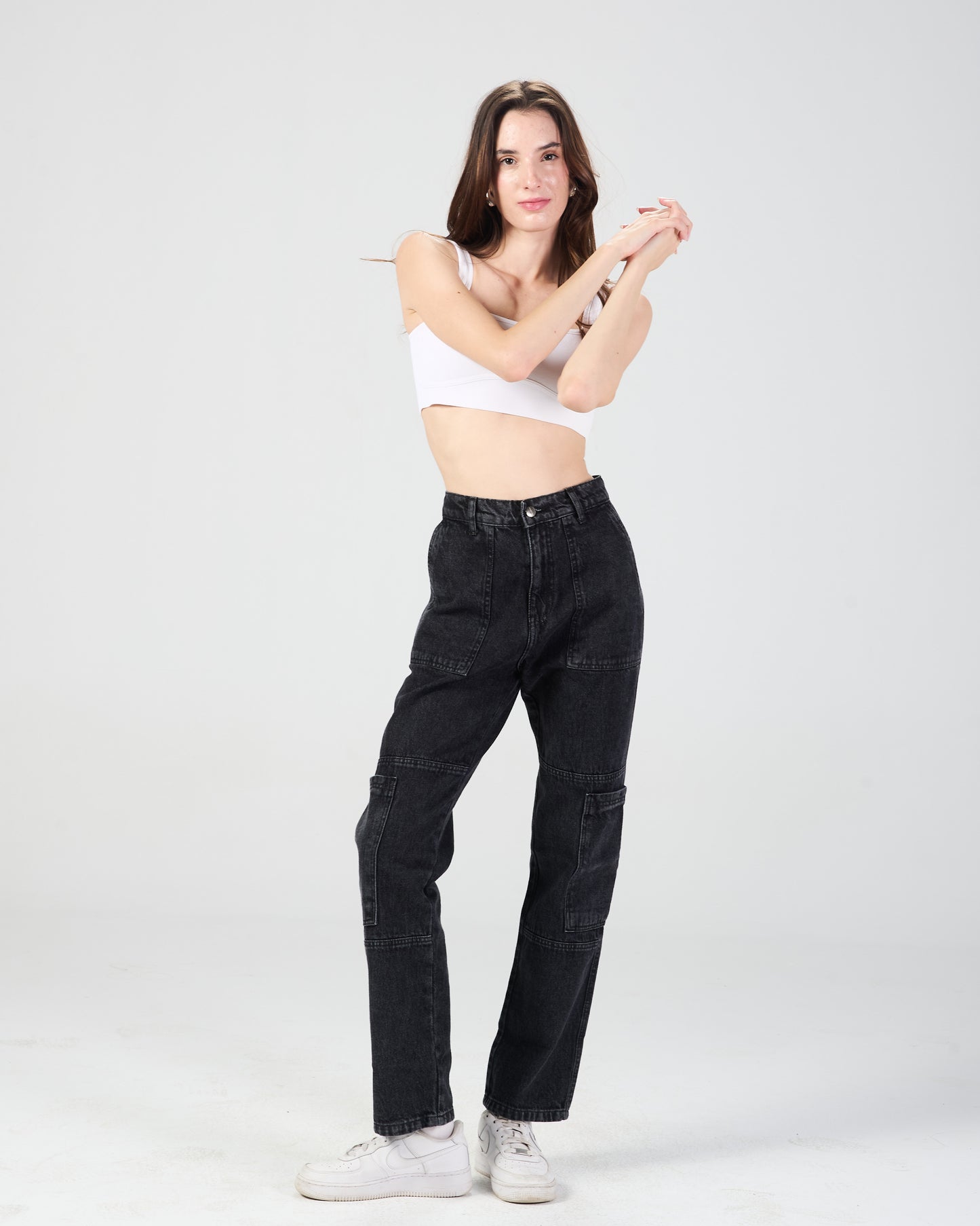 Black Cargo Denim Jeans