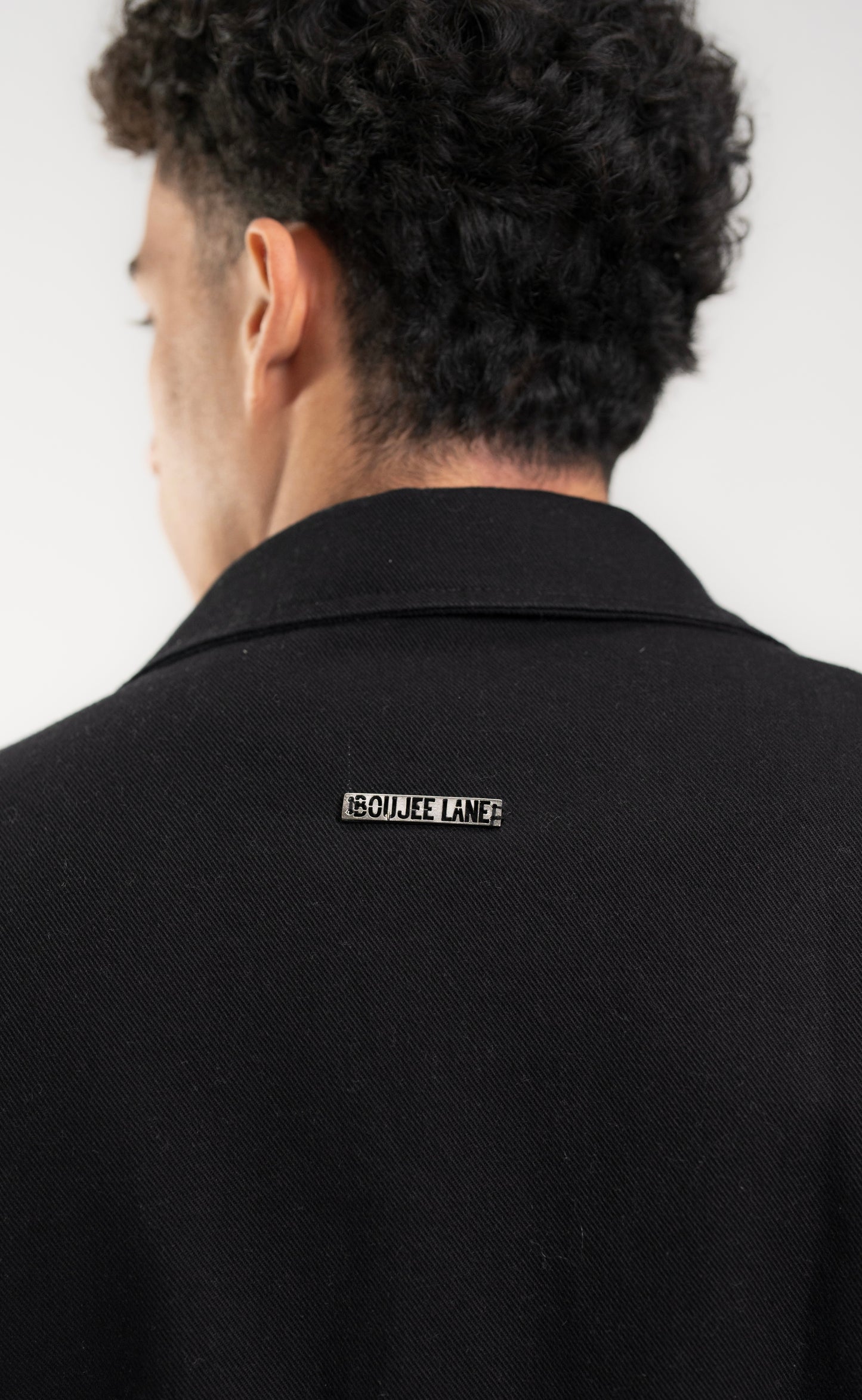 Black Gabardine Double zip-up Jacket.