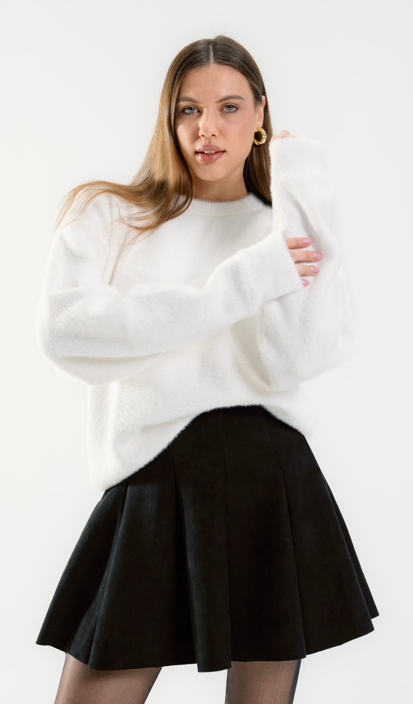 Off-white  Mohair Knitted Basic Sweatshirt