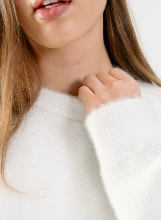 Off-white  Mohair Knitted Basic Sweatshirt