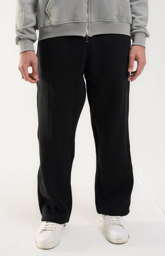 Black Wide Leg Basic Uni-Sex Sweatpants.