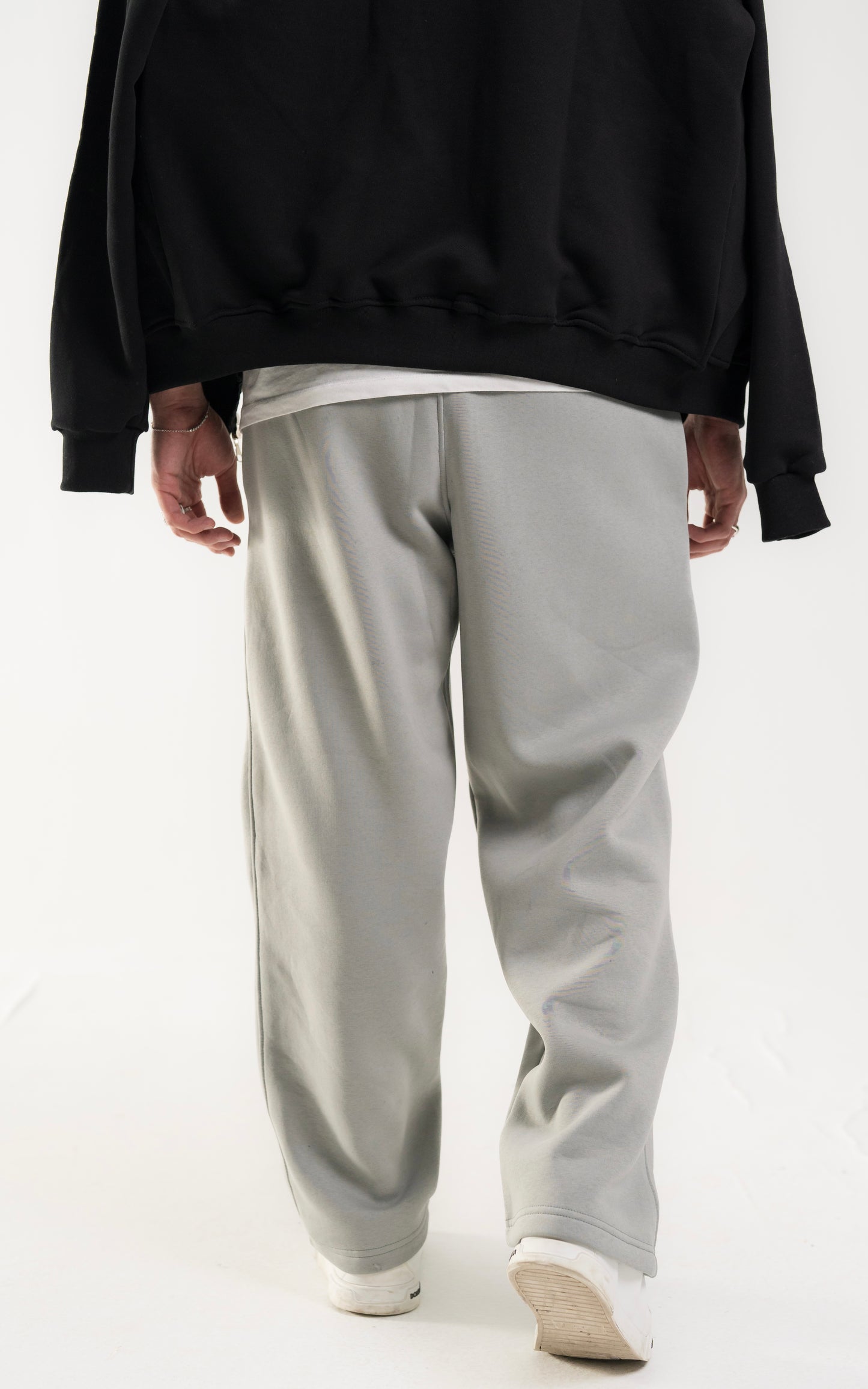 Uni-Sex Silver Wide Leg Basic Sweatpants.