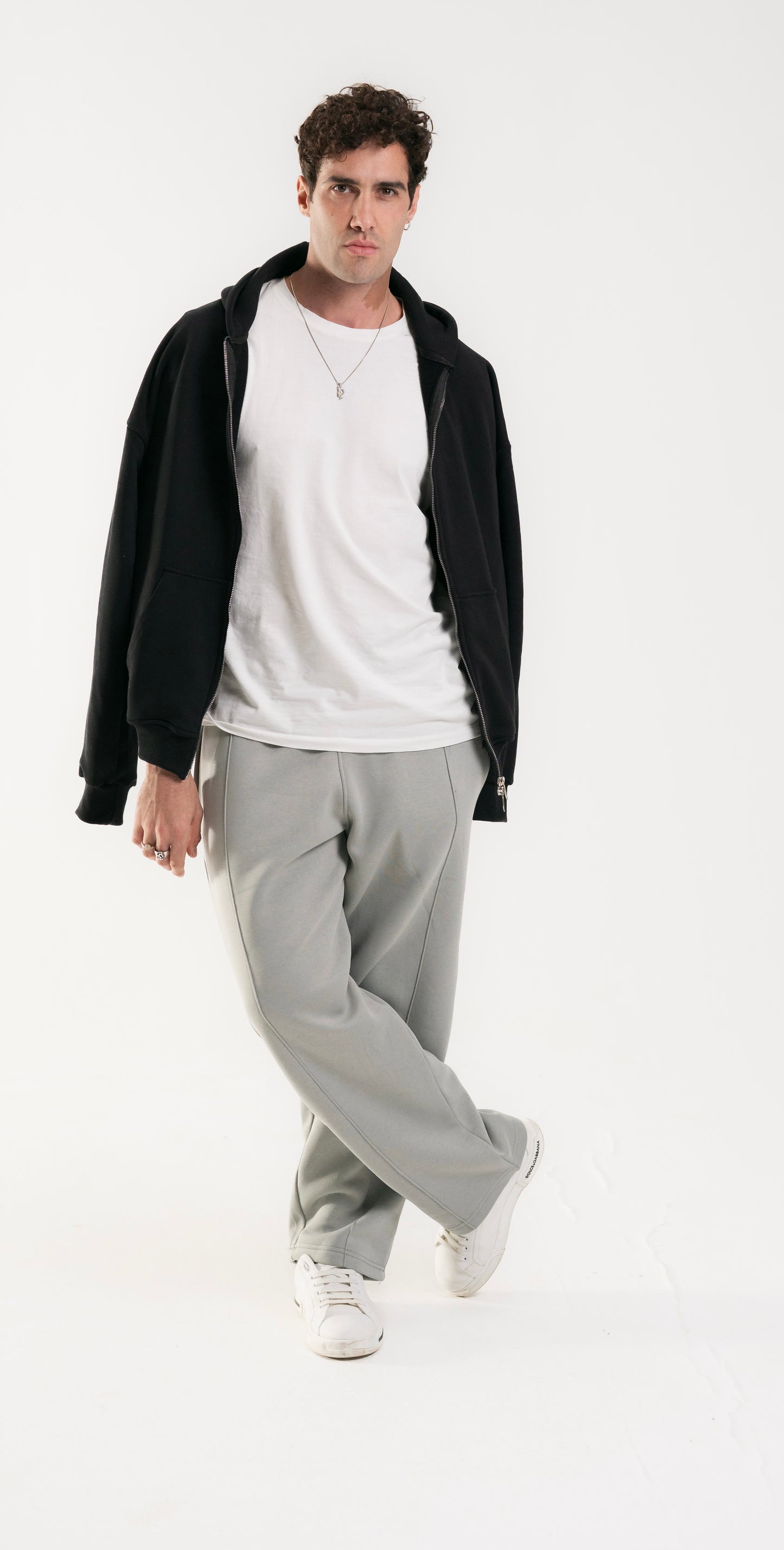 Uni-Sex Silver Wide Leg Basic Sweatpants.
