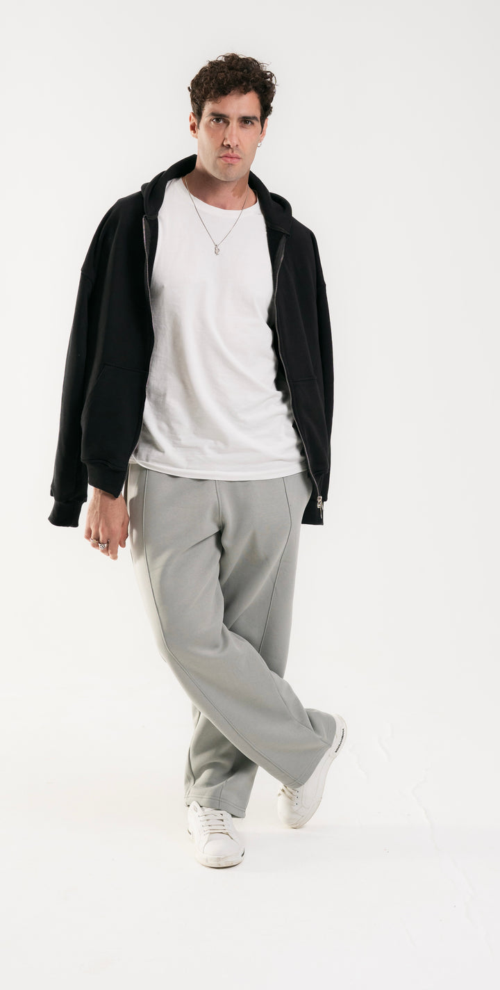 Uni-Sex Silver Wide Leg Basic Sweatpants.