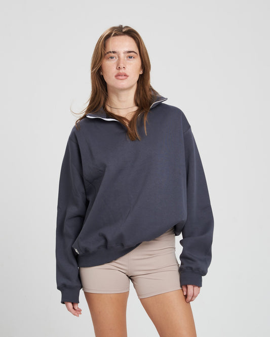 Grey Quarter zip unisex sweatshirt