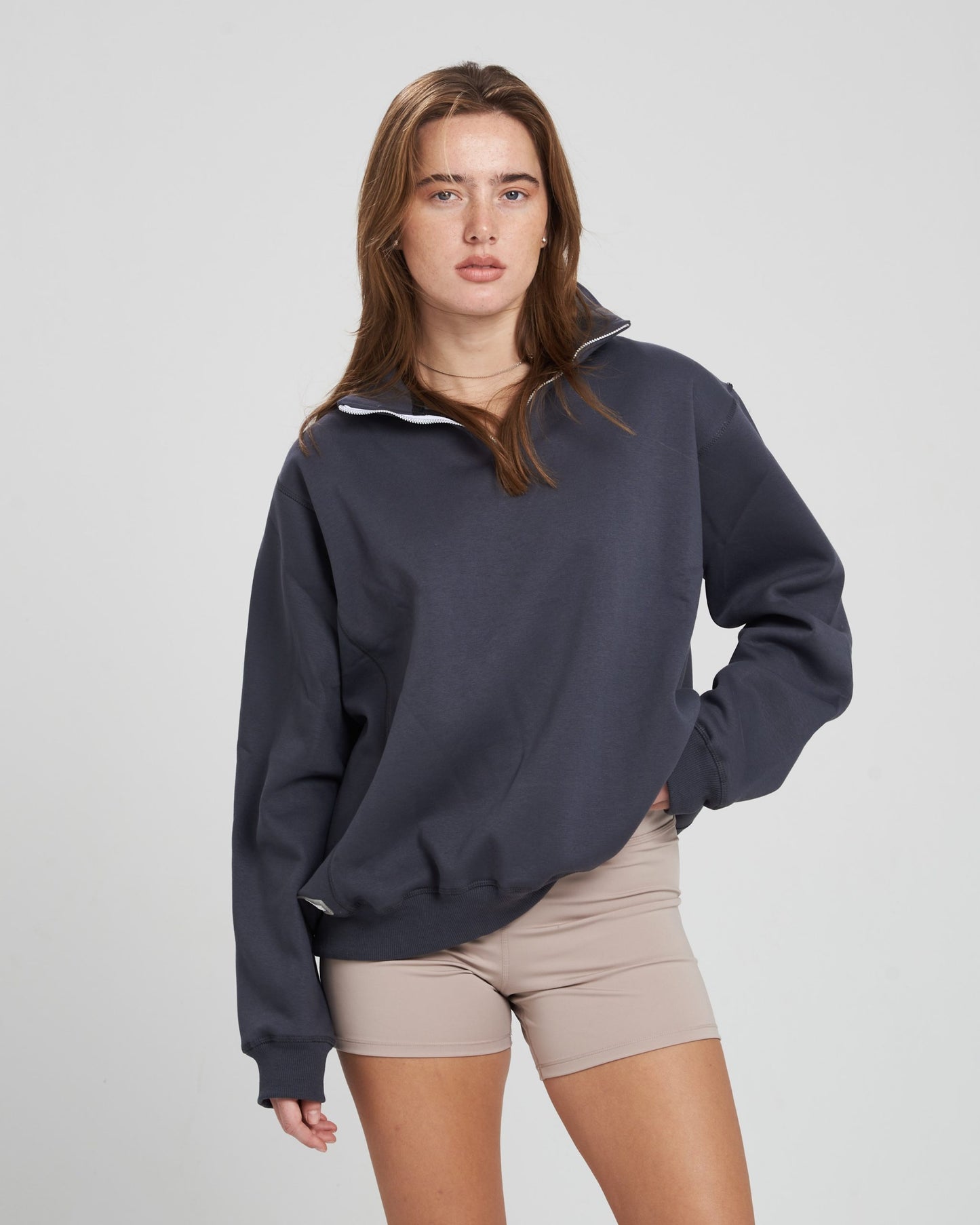 Grey Quarter zip unisex sweatshirt