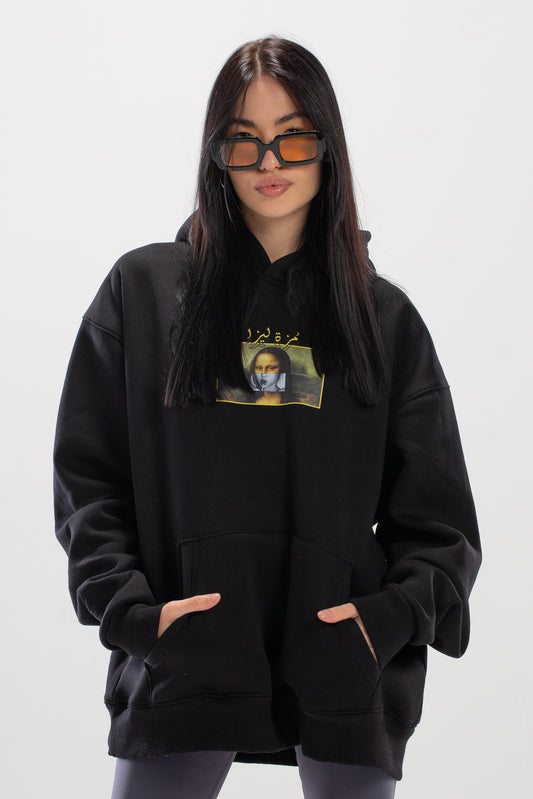 Moza lisa oversized black hoodie