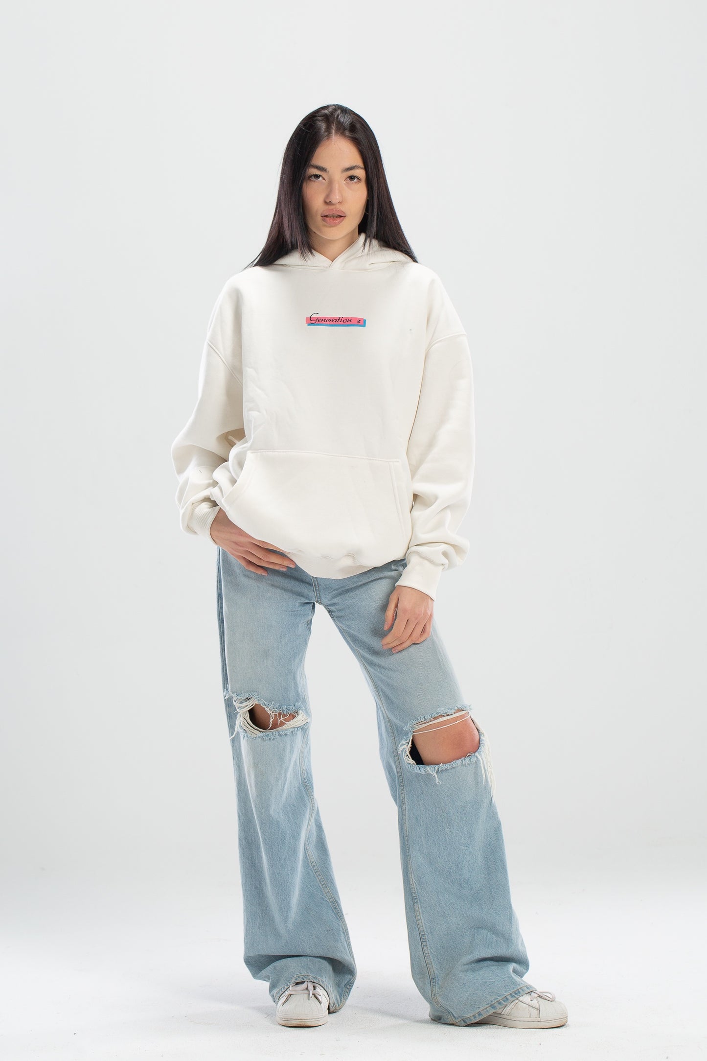 Voltarene oversized white hoodie