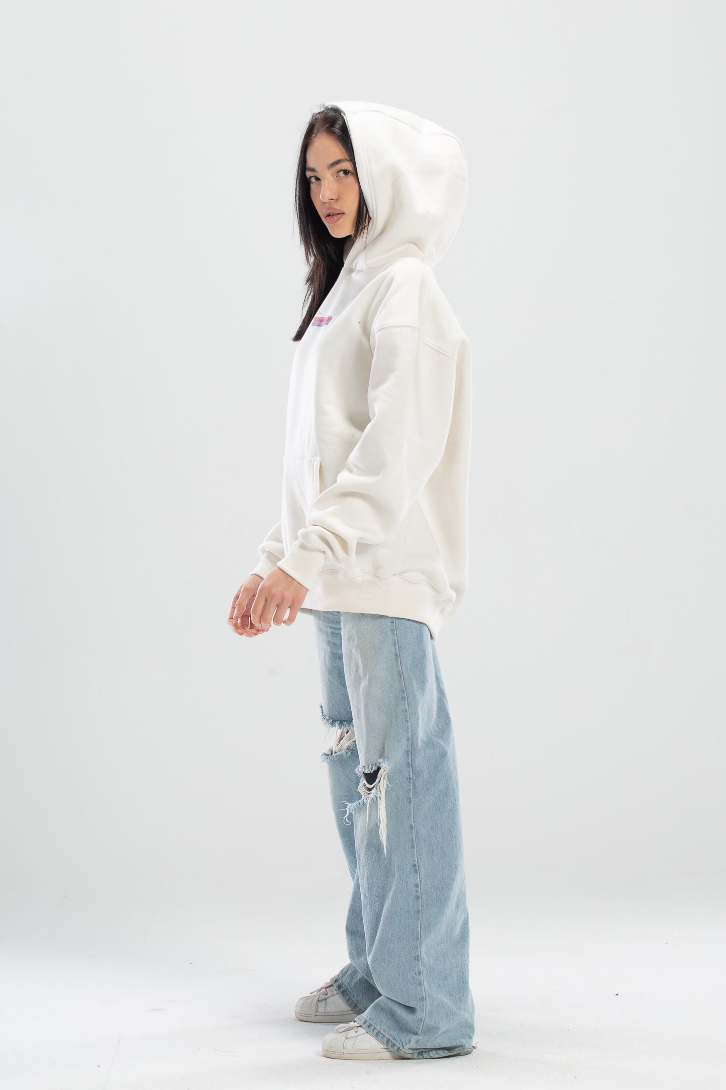 Voltarene oversized white hoodie