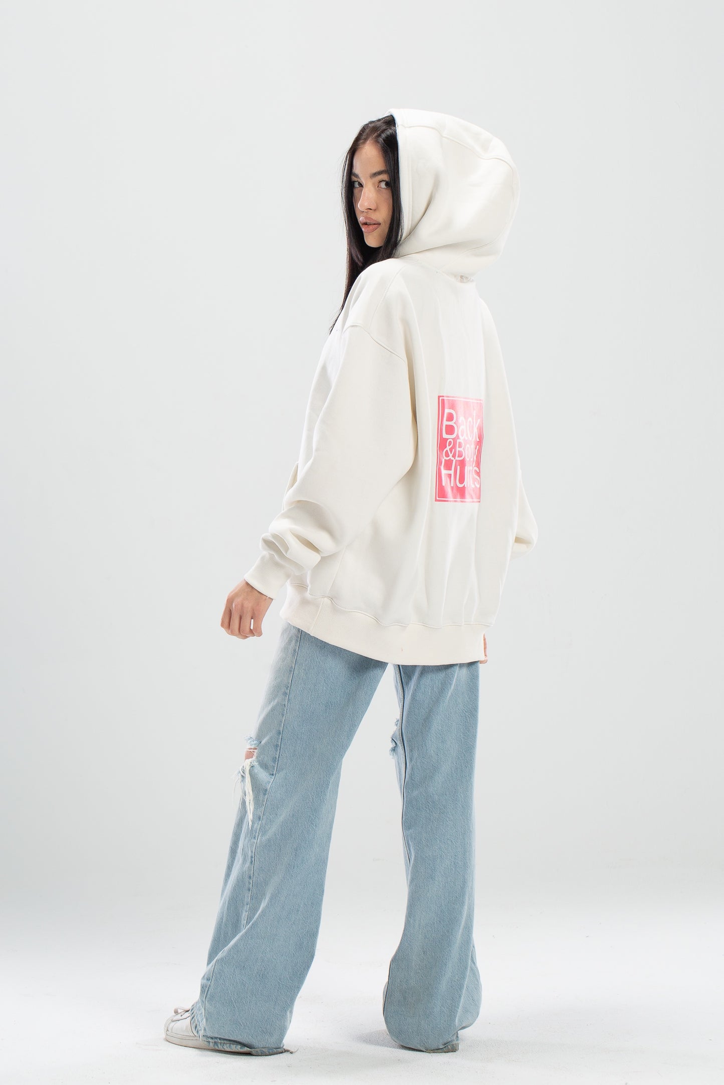 Voltarene oversized white hoodie