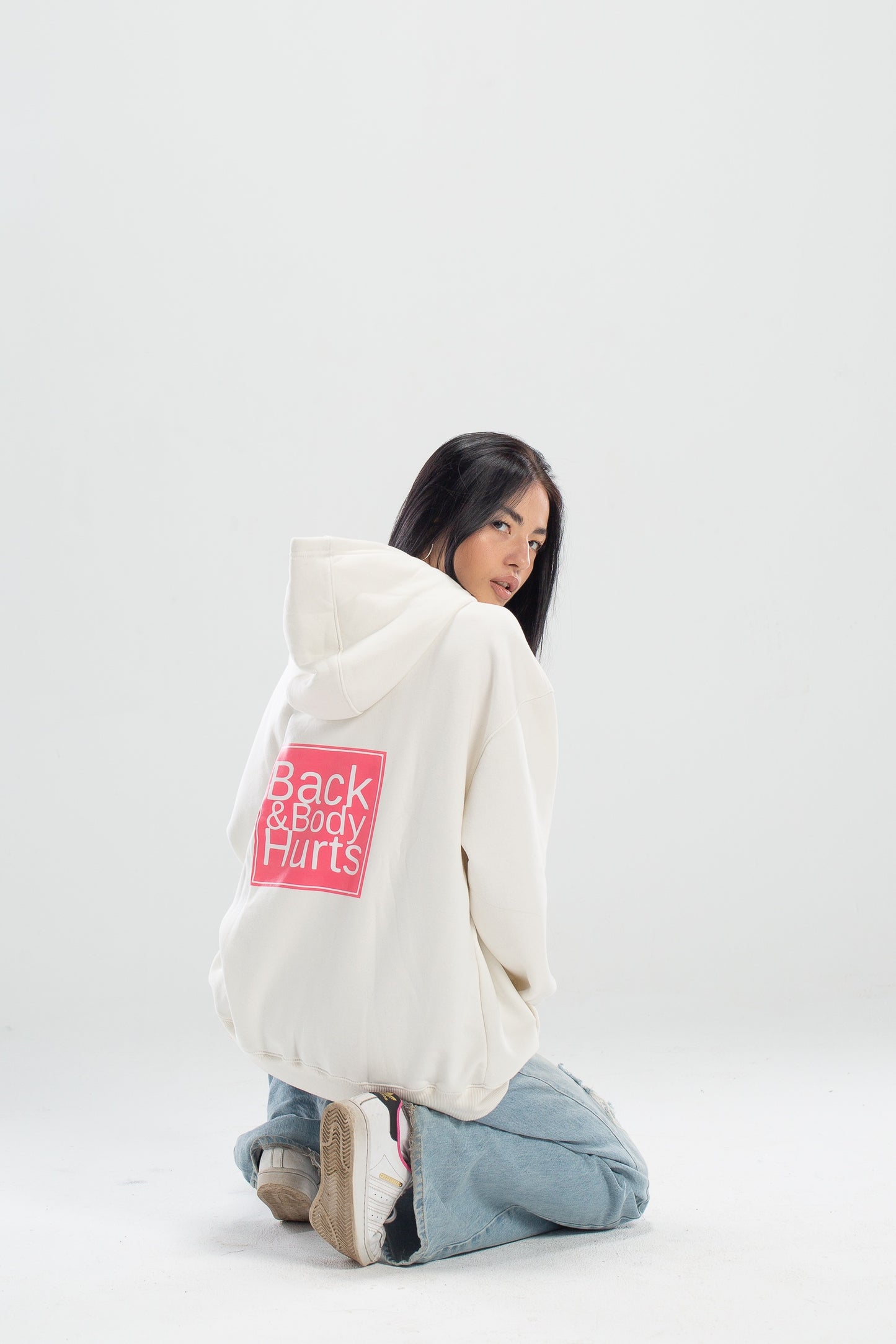 Voltarene oversized white hoodie